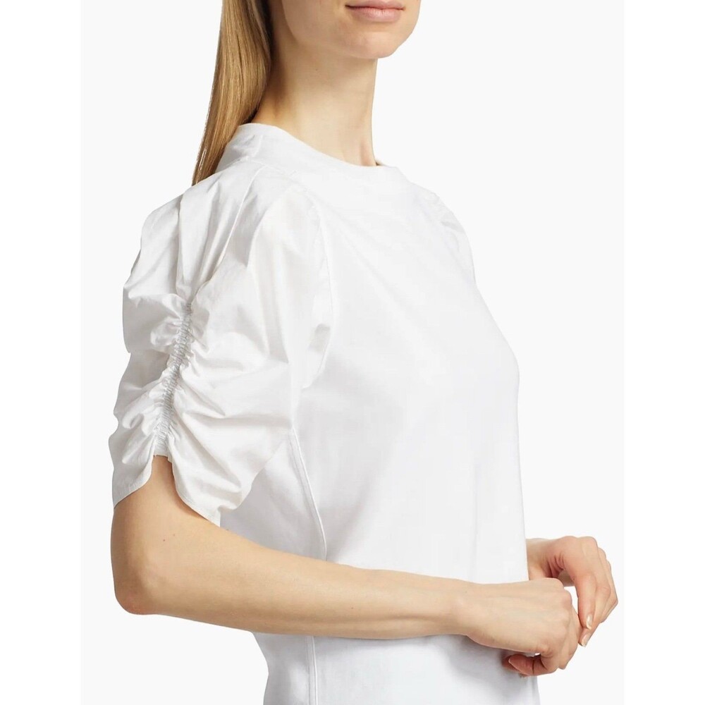 FRAME Cotton Puff Sleeve Top, Size M - Picture 3 of 9